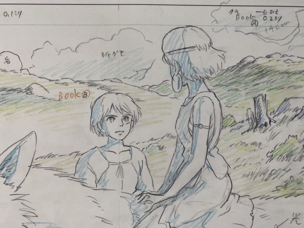 【額装品】ジブリ もののけ姫 ポスター 宮崎駿 レイアウト図 A STUDIO GHIBLI 検)セル画 原画 ポストカード イラスト