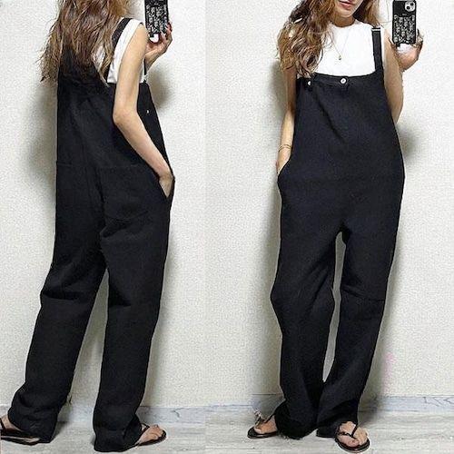  wide pants all-in-one lady's overall overall pants 