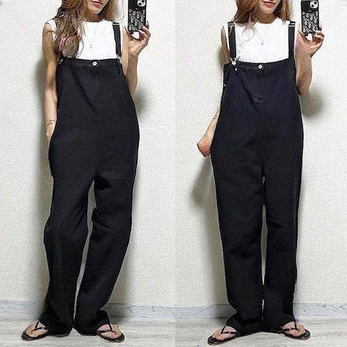  wide pants all-in-one lady's overall overall pants 