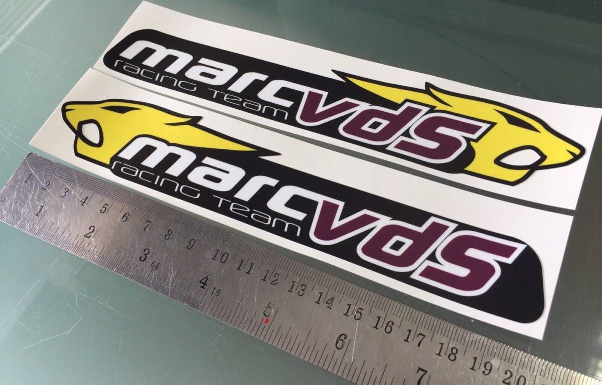 送料無料 Marc VDS MotoGP Racing Decal Sticker ヘルメット ステッカー シール デカール 200mm x 36mm 2枚セット_画像1