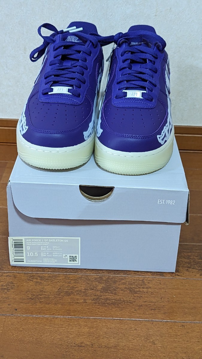 21年　ナイキ エアフォース 1 ’07 QS スケルトンコート パープル NIKE AIR FORCE 1 '07 QS SKELETON 27センチ　US9　ハロウィン_画像3