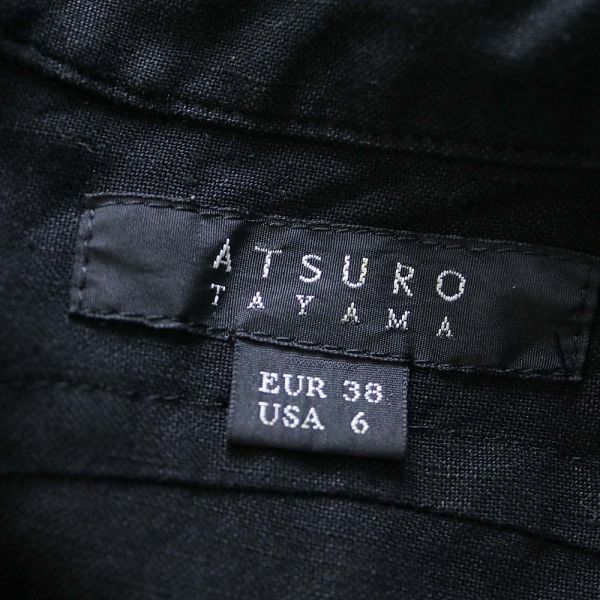[PT11745] アツロウタヤマ ジャケット ブルゾン 半袖 麻混 ブラック系 US6 ATSURO TAYAMA_画像7