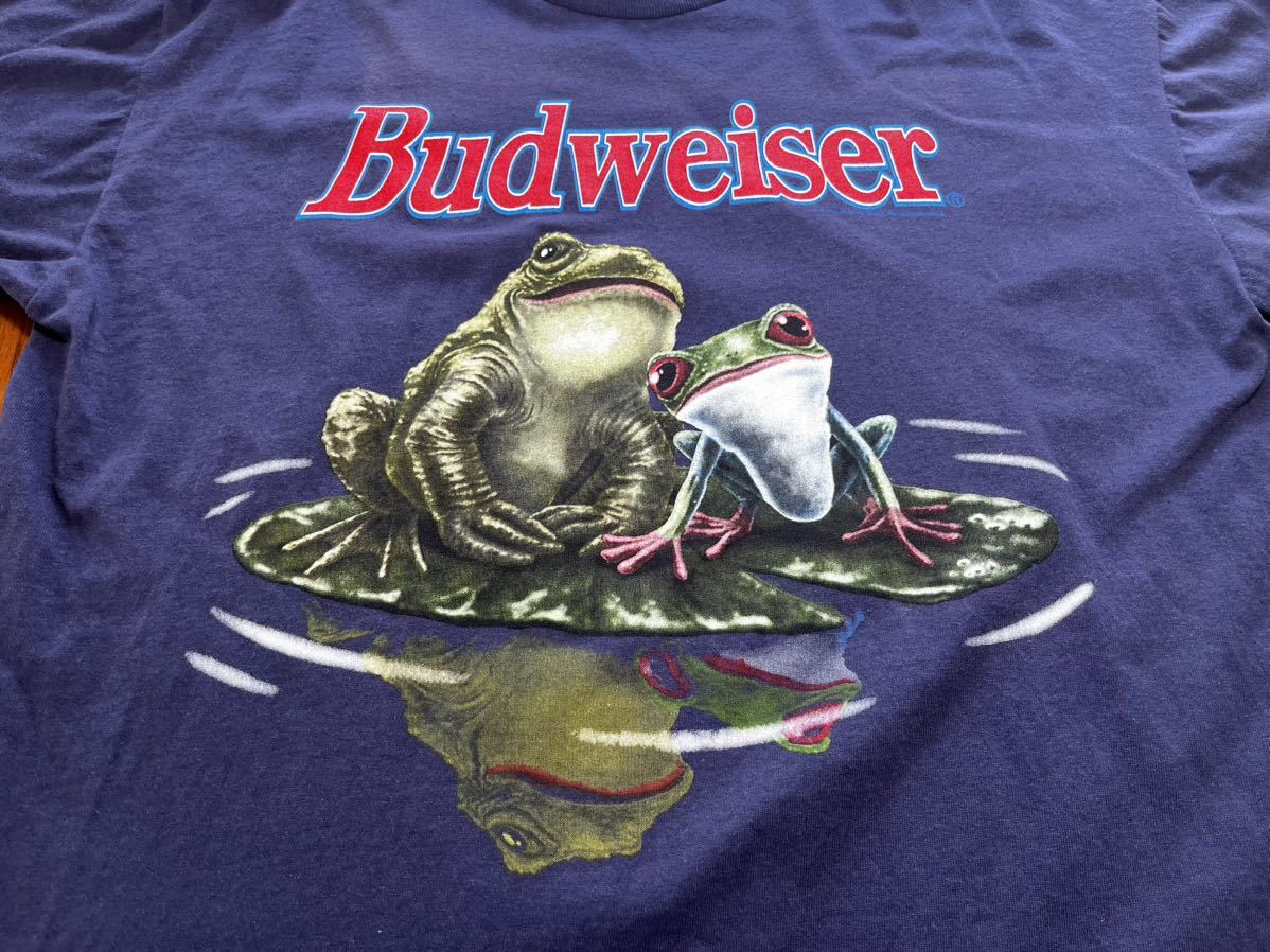 90'sヴィンテージ バドワイザー　Tシャツ　Budweiser vintage 企業　ビール　カエル　爬虫類