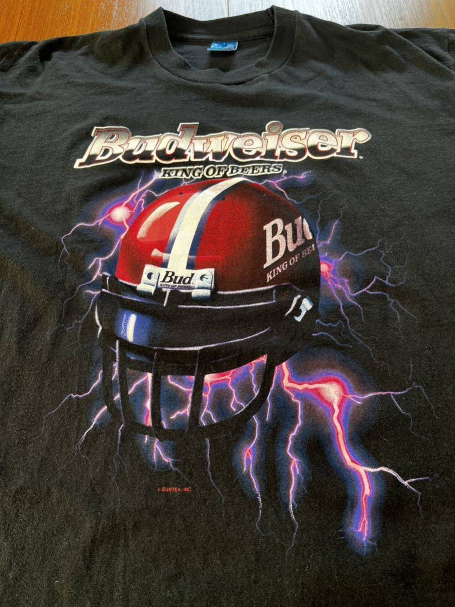 貴重デザイン！Budweiser Tシャツ　サンダー　lightning バドワイザー　ヴィンテージ 稲妻　アメリカ製　MADE IN USA シングルステッチ