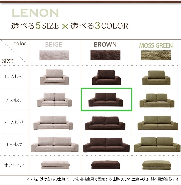 カバーリングフロアソファ 〈LENON〉 レノン ソファ 2P【ブラウン】_画像7