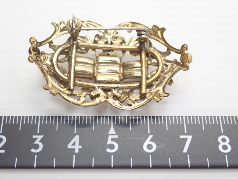 L437　ヴィンテージ ブローチ　メタル　ピンクカラー　ゴールドカラー　Vintage　brooch_画像7