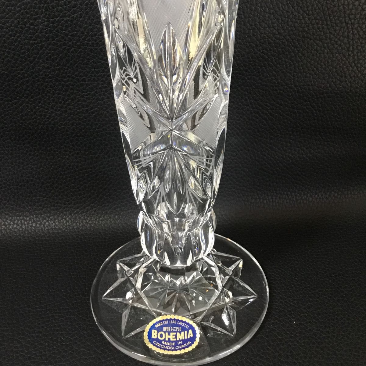 新品】ボヘミア ガラス 花瓶 フラワーベース 脚付き クリスタル 新品】ボヘミア ガラス 花瓶 フラワーベース 脚付き クリスタル