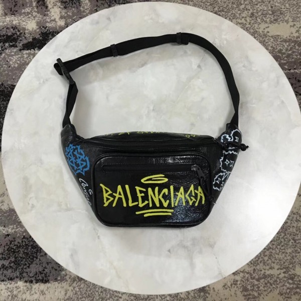 Balenciaga BALENCIAGA塗鴉風格男士腰包黑色 原文:バレンシアガBALENCIAGA　 Graffitiスタイル　メンズウエストポーチ　ブラック