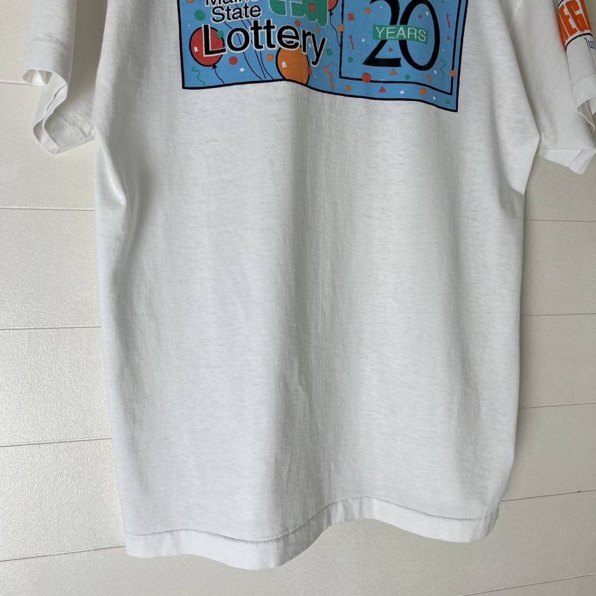 90s USA製 白 プリントTシャツ 半袖 FRUIT OF THE LOOM フルーツオブザルーム カラフルプリント アメリカ製 古着 vintage ヴィンテージ_画像7