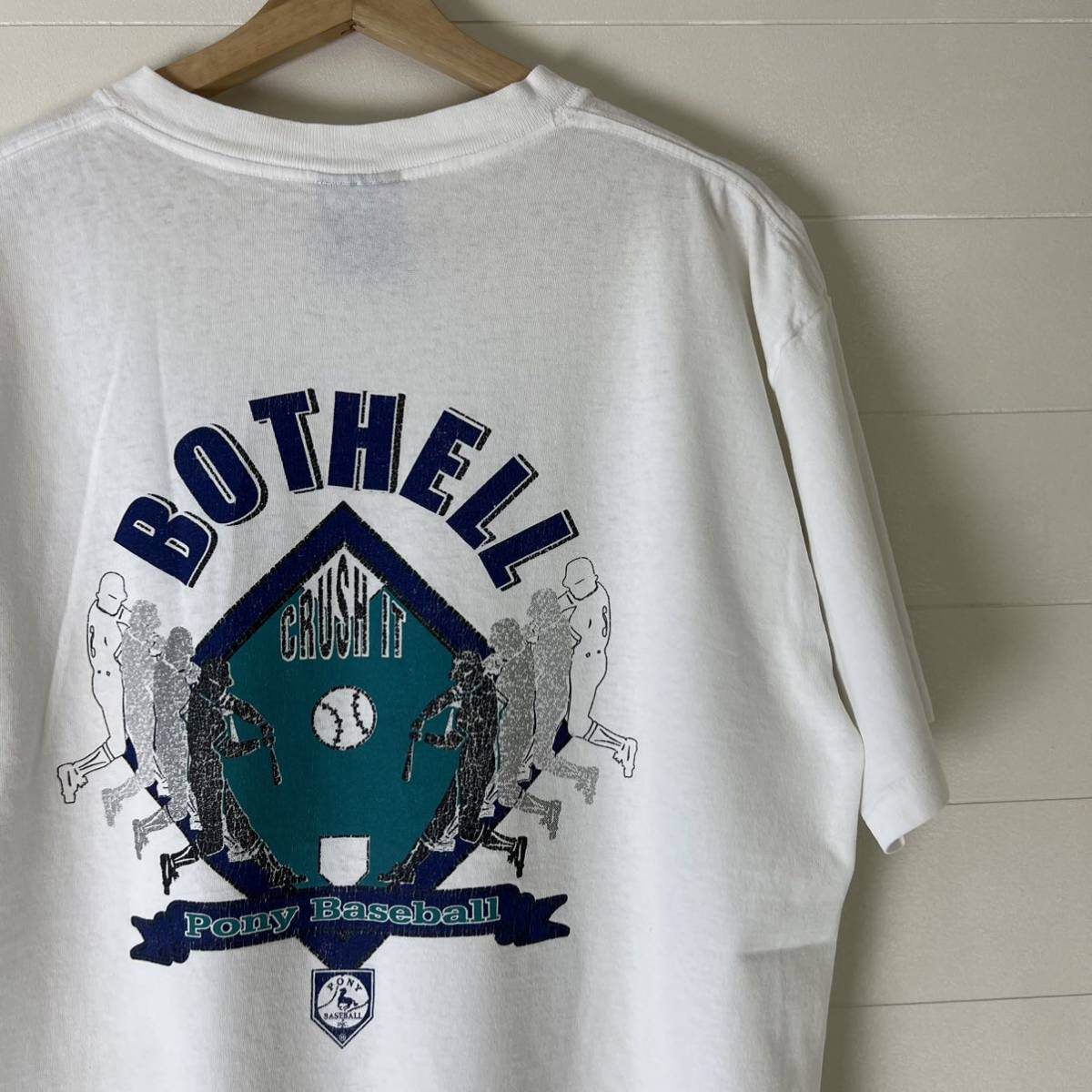 90s USA製 白 プリントTシャツ 半袖Tシャツ ベースボール 野球 SOFFE ソフィ アメリカ製 古着 vintage ヴィンテージ バックプリント L_画像2