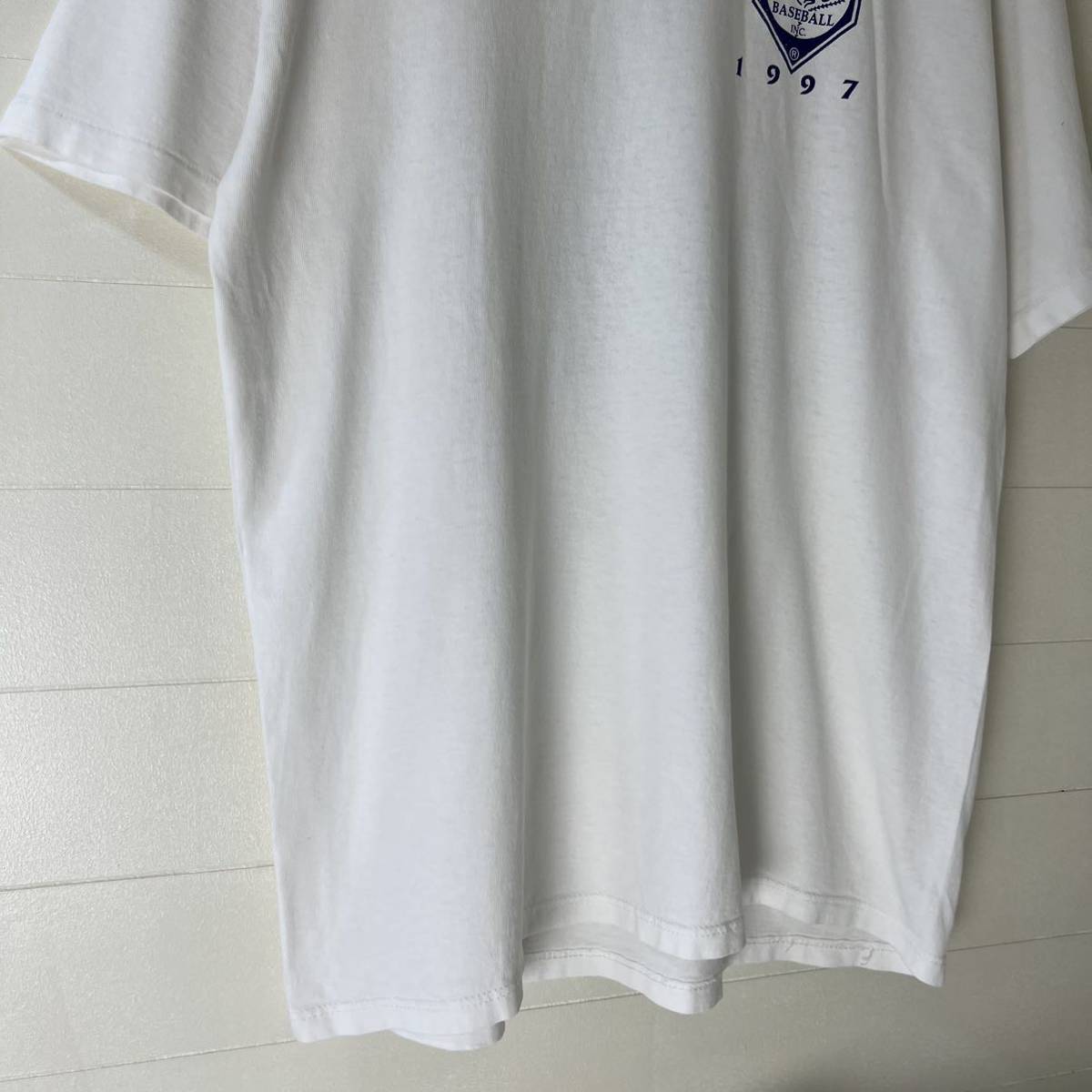 90s USA製 白 プリントTシャツ 半袖Tシャツ ベースボール 野球 SOFFE ソフィ アメリカ製 古着 vintage ヴィンテージ バックプリント L_画像5