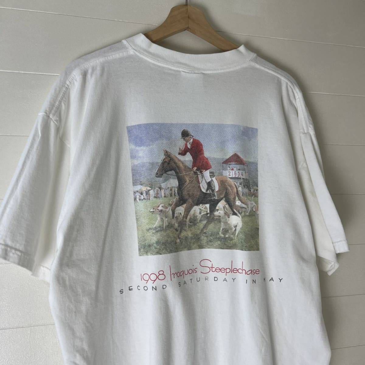 90s USA古着 白 プリントTシャツ 半袖Tシャツ アニマルプリント TENNESSEE RIVER アメリカ古着 vintage ヴィンテージ XLサイズ 馬の画像5
