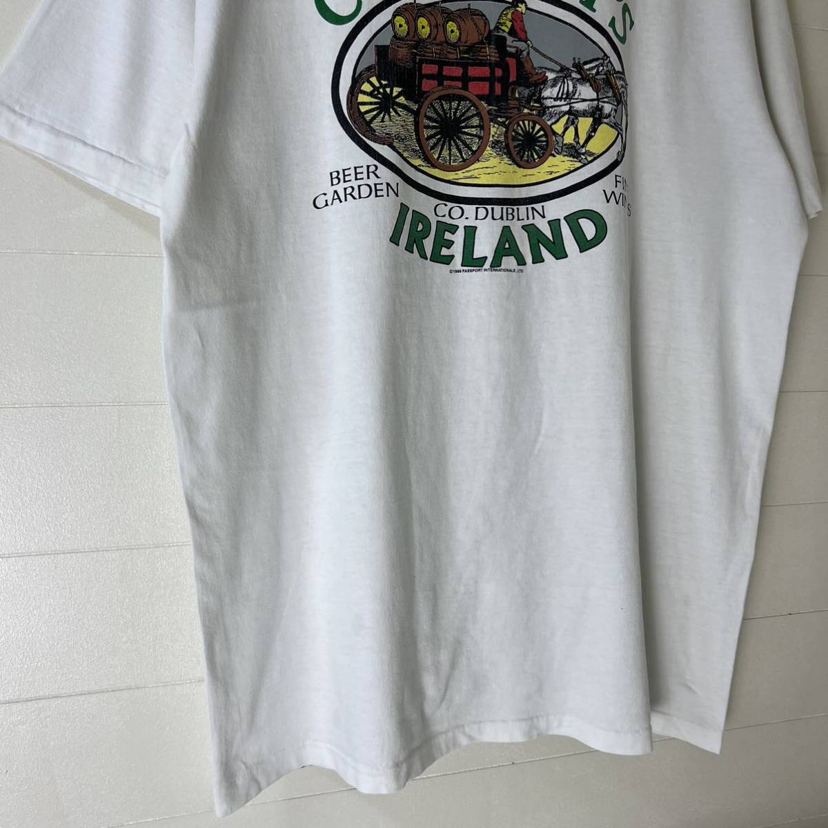 80s USA製 白 プリントTシャツ 半袖Tシャツ ONEITA オニータ アメリカ製 古着 vintage ヴィンテージ XLサイズ アイルランド シングル_画像6