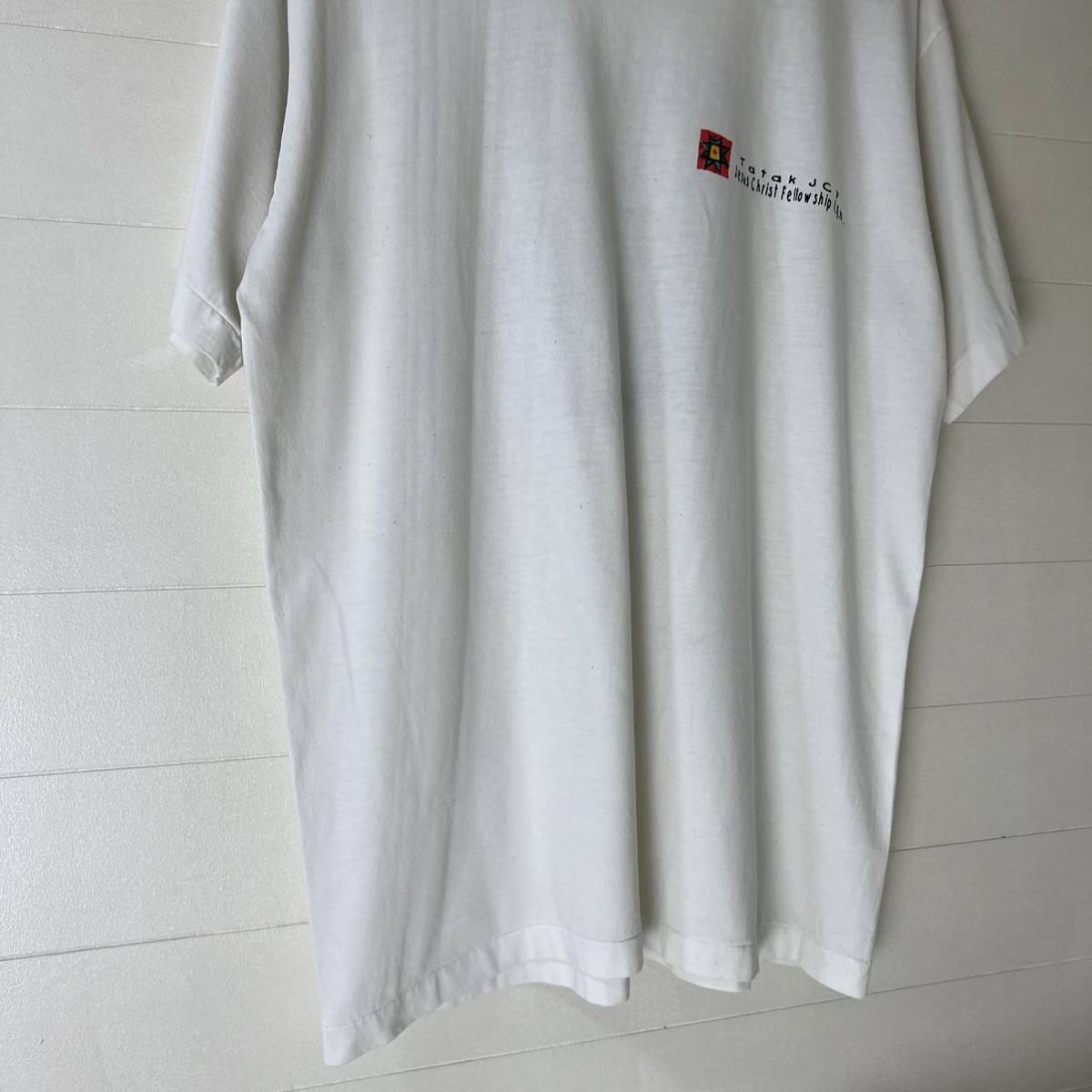 -90s USA古着 白 プリントTシャツ 半袖Tシャツ バックプリント JESUS ジーザス ハレルヤ アメリカ古着 vintage ヴィンテージ シングル_画像5