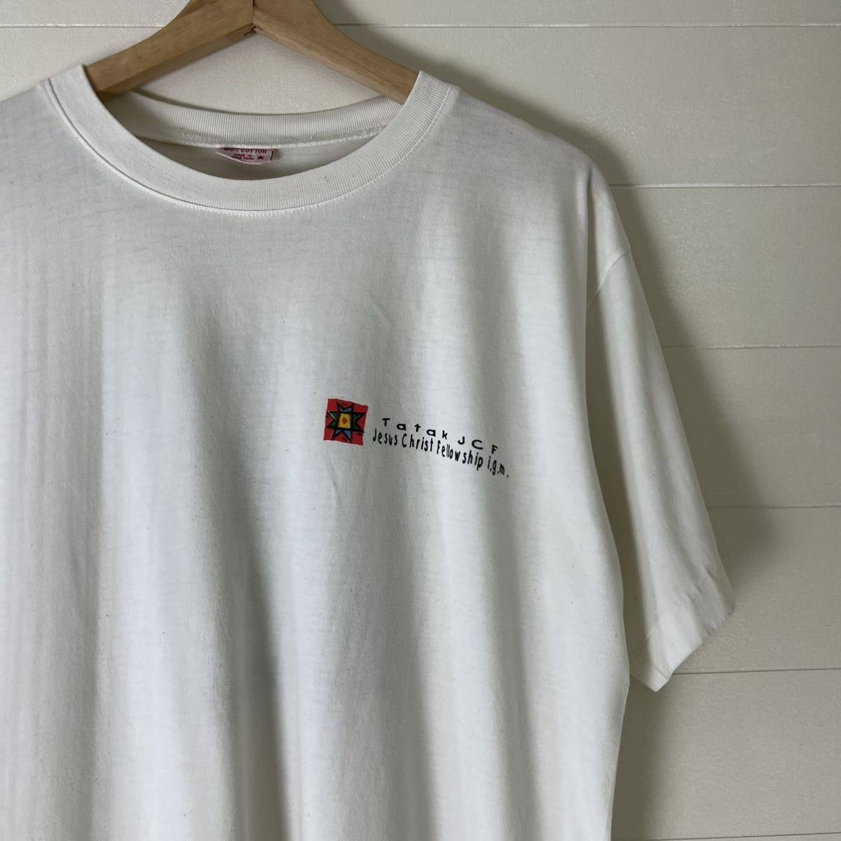 -90s USA古着 白 プリントTシャツ 半袖Tシャツ バックプリント JESUS ジーザス ハレルヤ アメリカ古着 vintage ヴィンテージ シングル_画像1