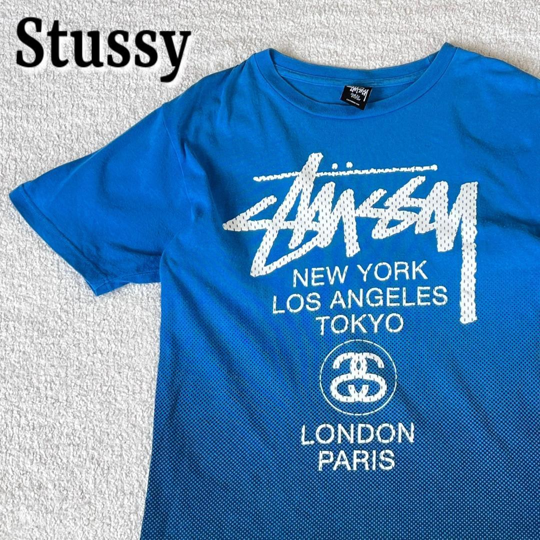 STUSSY ステューシー Sリンク Mサイズ Tシャツ 水色 - Tシャツ