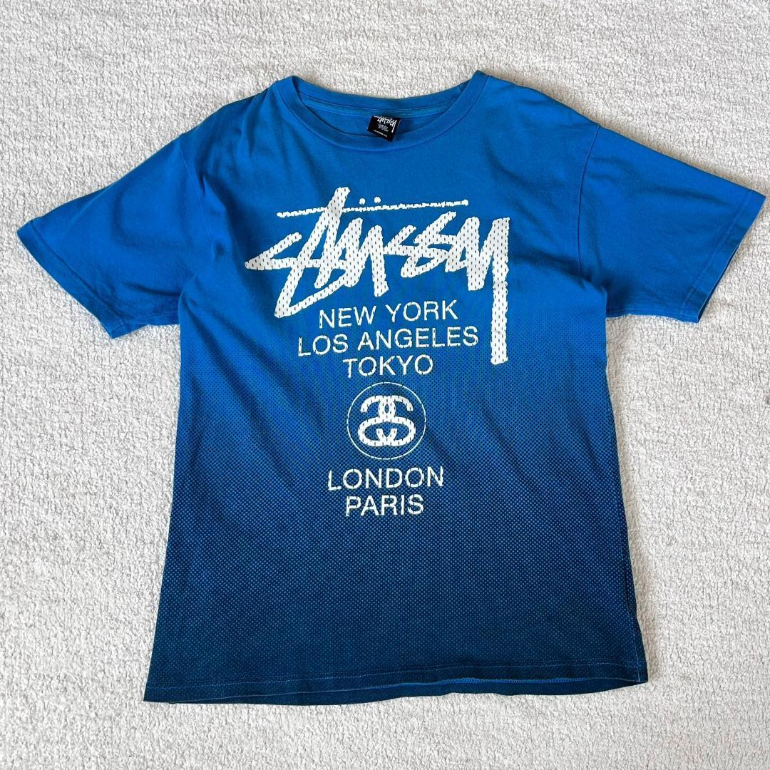 STUSSY ベイカーパンツ フェードブラック SSリンクロゴ刺繍 Mサイズ-