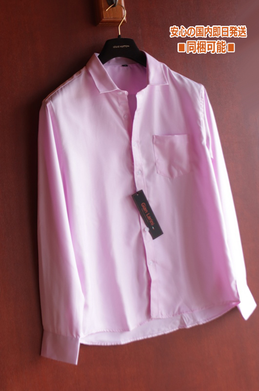 新品■GianLarini カッターシャツ ピンク43/XL メンズ Yシャツ ビジネス 長袖 シャツ シンプル 薄手 紳士 ドレスシャツ _画像3