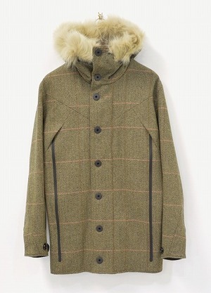 GRIFFIN グリフィン Dartmouth Coat ダートマスコート XS ブラウンチェック×カモフラージュ Reversible リバーシブル Fur ラクーンファー