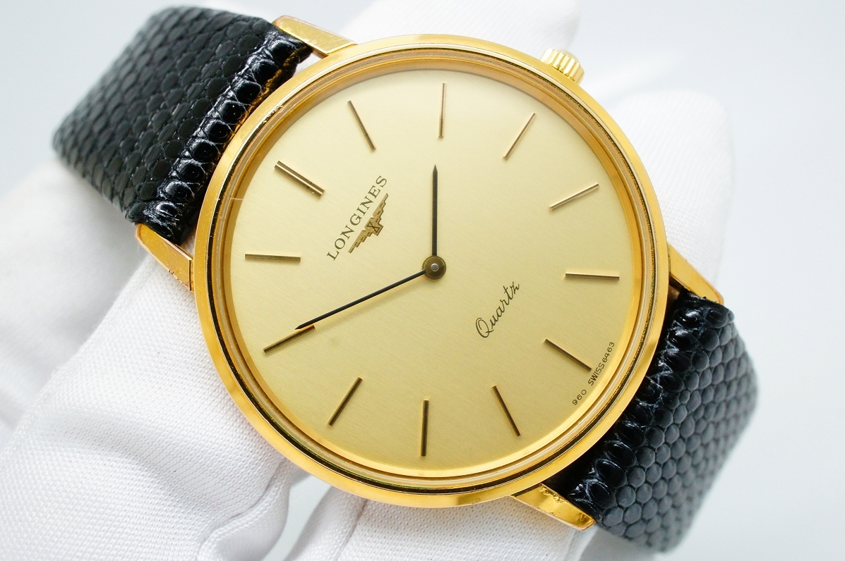 H65○作動良好 LONGINES ロンジン 金文字盤 ラウンドケース型 960 6463