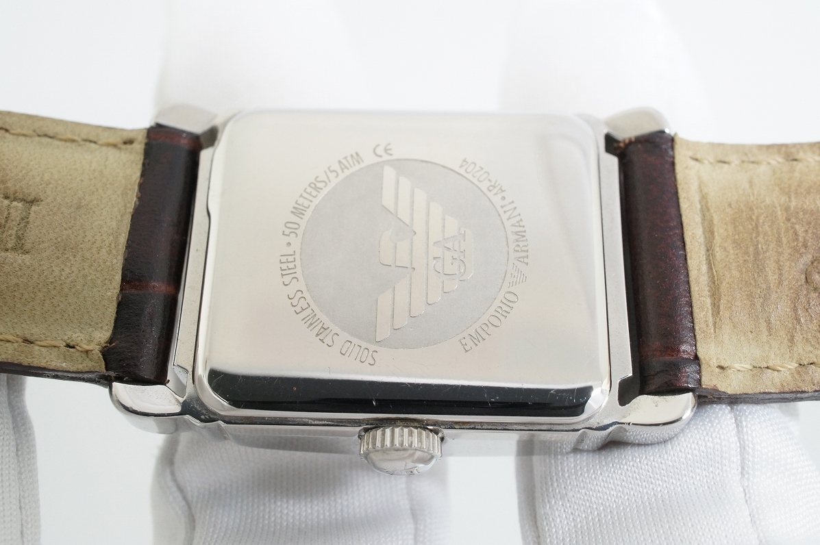 H80* работа хороший EMPORIO ARMANI Armani AR-0204rek язык gyula- type женские наручные часы серебряный × кожаный ремень модный кварц 