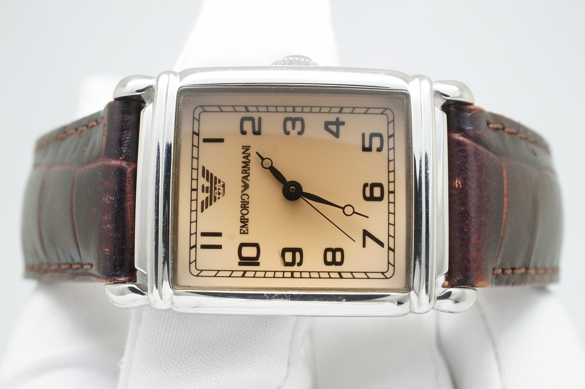 H80* работа хороший EMPORIO ARMANI Armani AR-0204rek язык gyula- type женские наручные часы серебряный × кожаный ремень модный кварц 