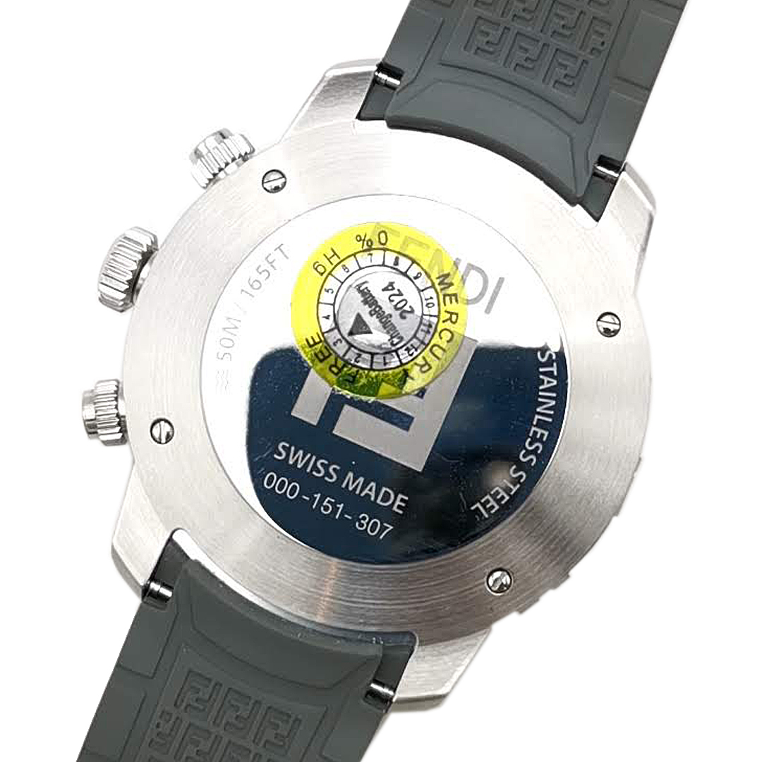 送料無料 美品 フェンディ 腕時計 クォーツ フェンダスティック クロノグラフウォッチ アナログ ウォッチ 45MM 銀系 メンズ_画像9