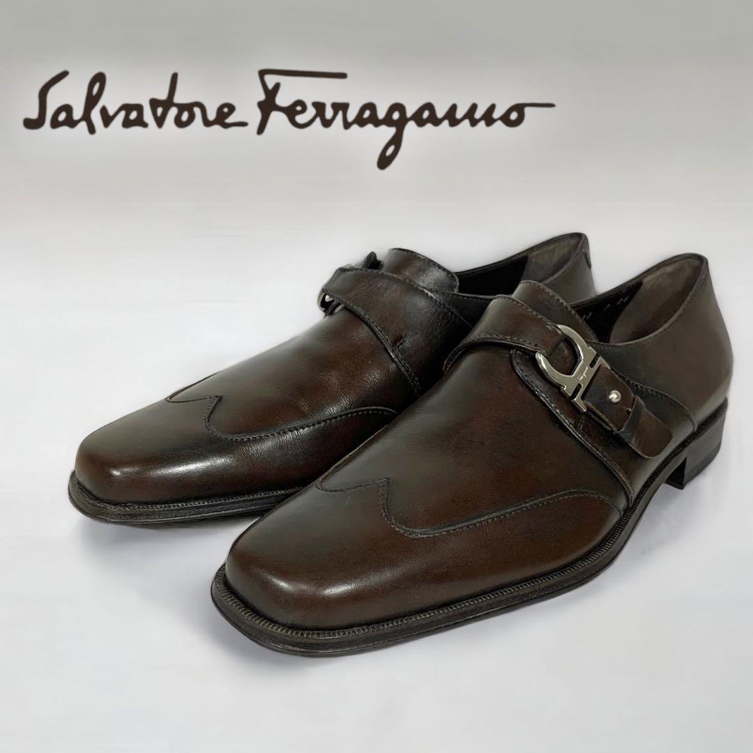 【未使用】Ferragamo フェラガモ モンクストラップ ドレスシューズ 革靴
