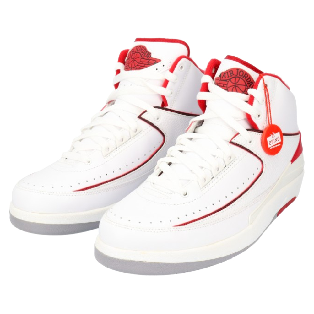 NIKE ナイキ AIR JORDAN 2 RETRO 385475-102 エアジョーダン2 レトロ ハイカットスニーカー US8 ホワイト レッド_画像3