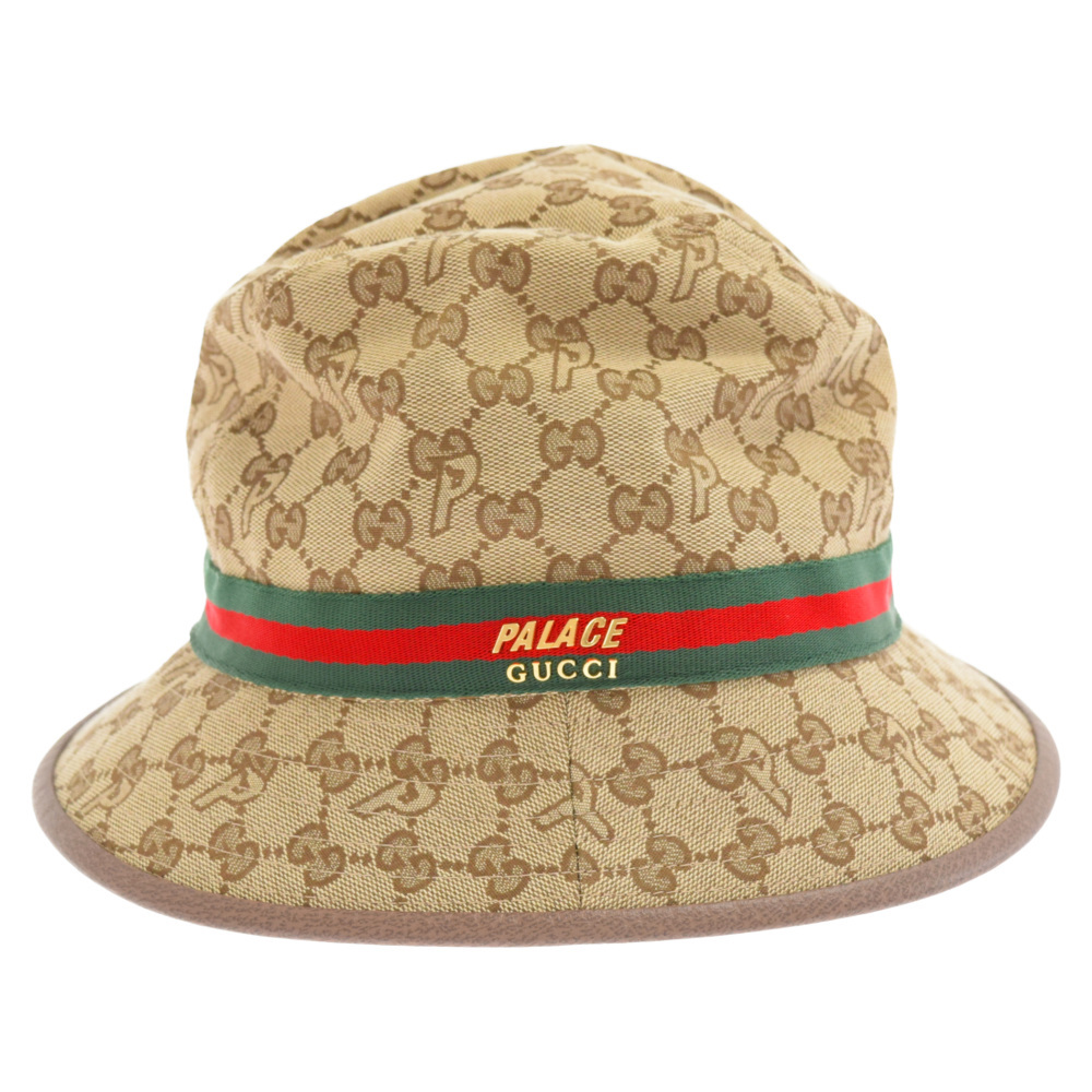 GUCCI グッチ×PALACE グッチ パレス GGキャンバス ロゴ ハット 帽子 726133 4HAUZ ベージュ_画像1