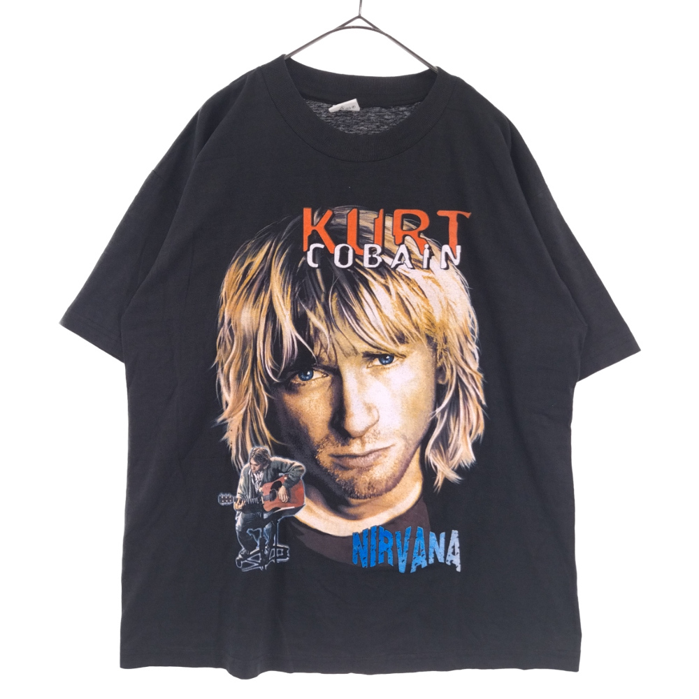 VINTAGE ヴィンテージ NIRVANA KURT COBAIN プリント半袖Tシャツ ブラック