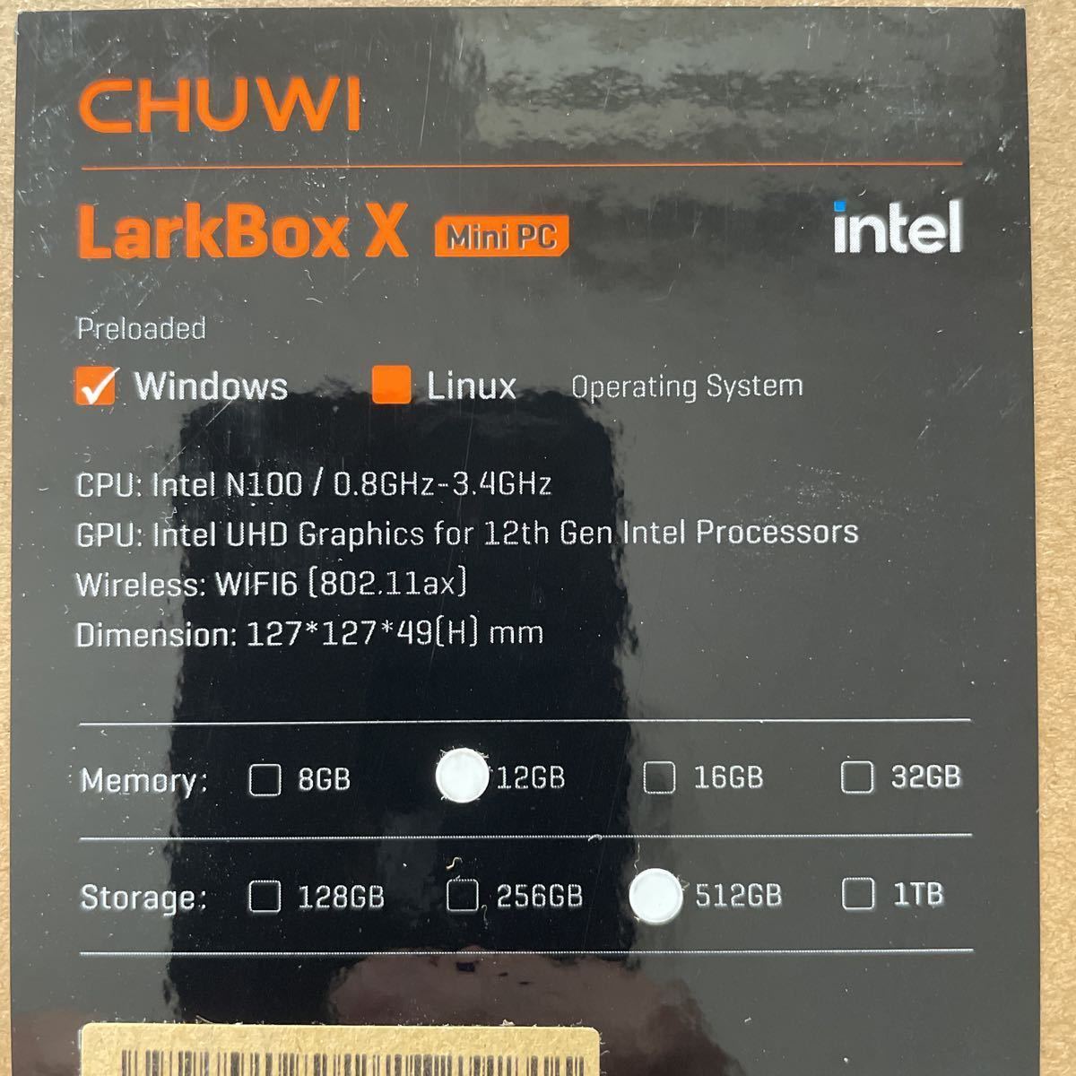 新品未開封 ミニPC CHUWI LarkBox X 2023/Intel N100/Windows11/メモリ