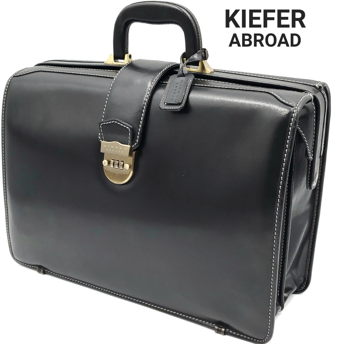 新作ウエア 重厚感◇KIEFER ABROAD◇オールレザーダレスバッグ黒