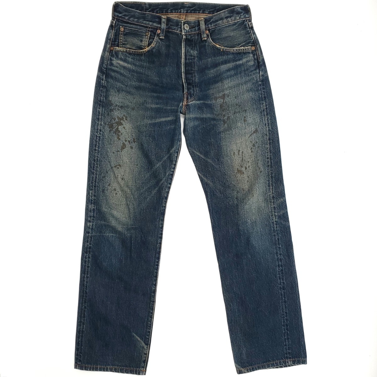 サンプル級◆Levi's 55501◆W31日本製ビンテージ復刻ジーンズBIGEリーバイス赤耳ビッグEメンズデニム501XXレプリカLVCユーズド加工 698