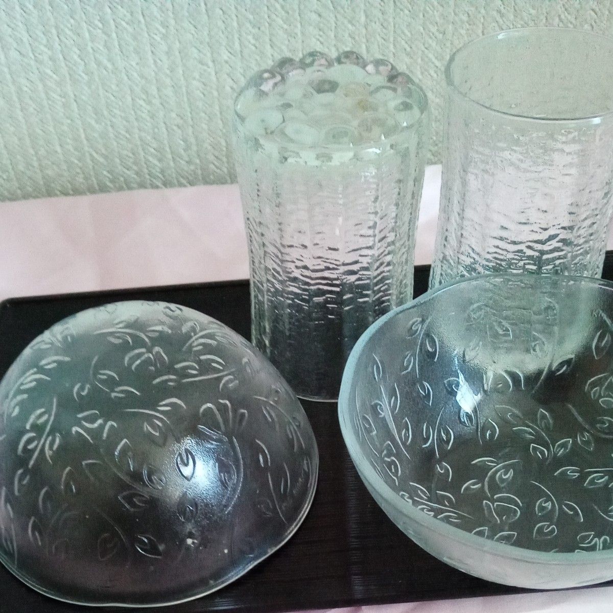 ペア　コップ　ガラス食器　ガラスコップ 昭和レトロ　ガラスの器　アンティークガラス皿　盆　食器セット　明日より値上げ