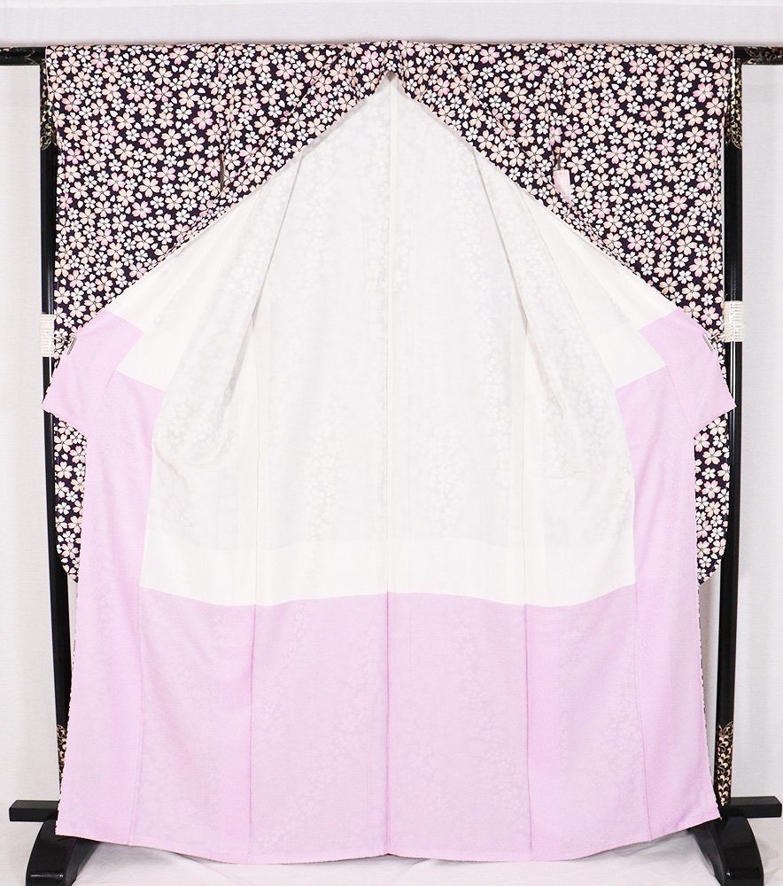本振袖 正絹 濃い紫 桜 トールサイズ ki28279 新品-