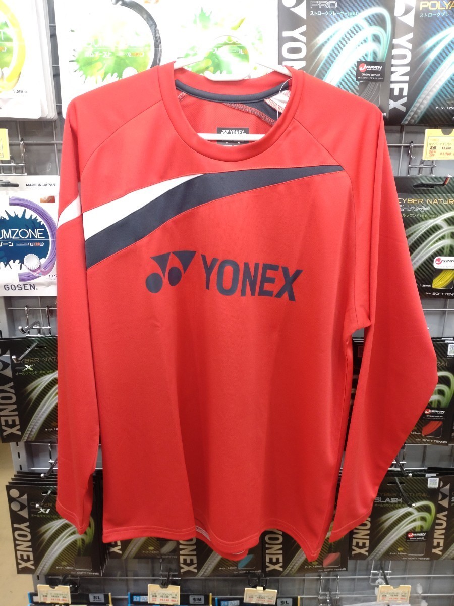 【16665Y（651）XO】YONEX　ユニロングスリーブTシャツ　スカーレット XOサイズ 新品 未使用 タグ付 バドミントン　2023モデル　展示会限定_画像1