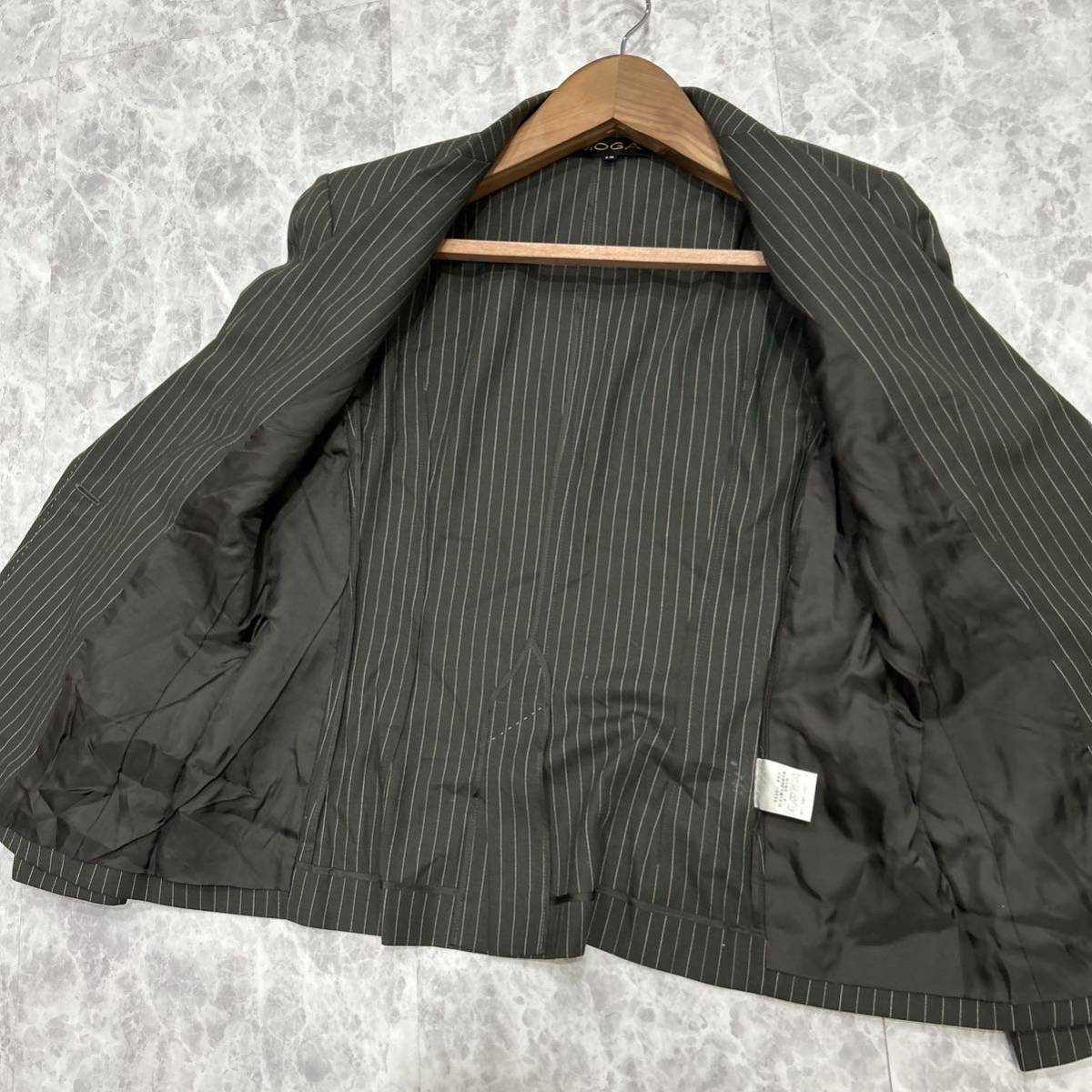 D @ 日本製 '洗礼されたデザイン'『MOGA モガ』高品質 WOOL混 ストライプ柄 1釦 テーラードジャケット 15 レディース 婦人服 アウター_画像5