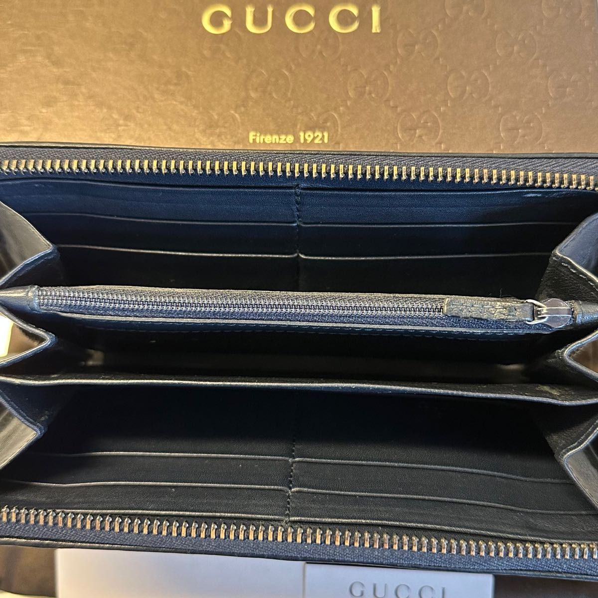 新品同様 グッチ GUCCI 財布 長財布 シマレザー シェリーライン