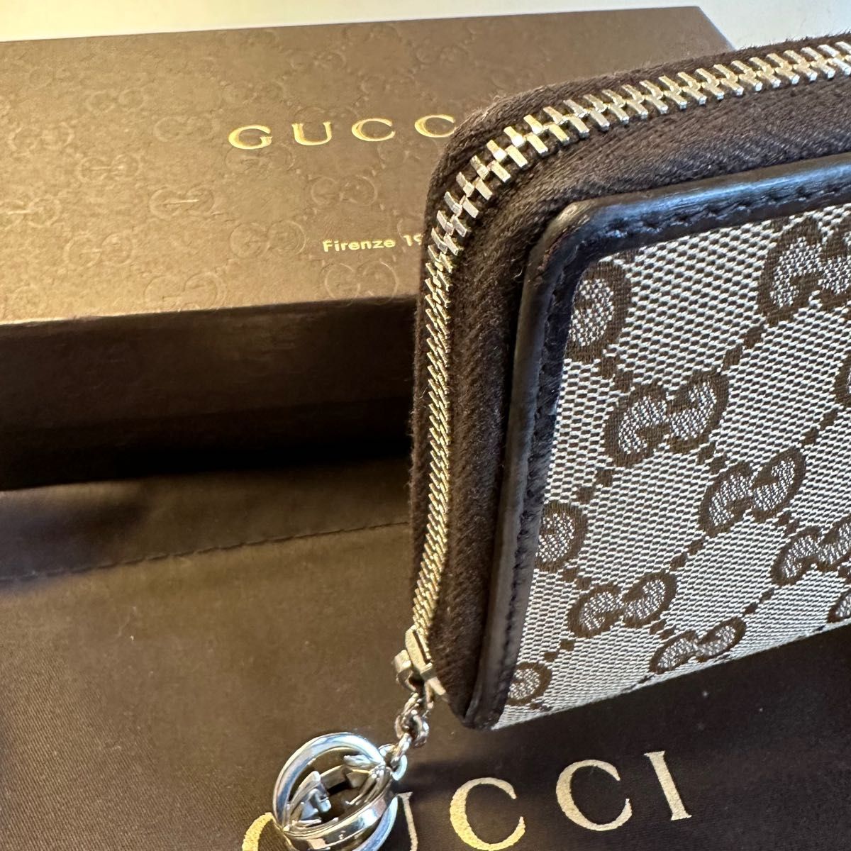 未使用に近い グッチ GUCCI 財布 長財布 GGキャンバス GG金具 ラウンド