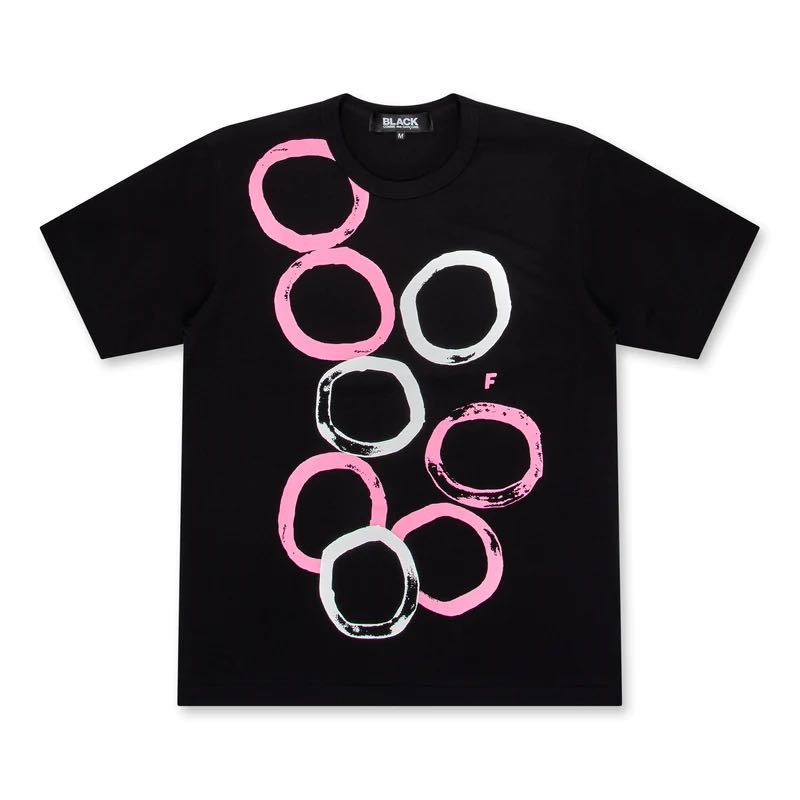 ブラックコムデギャルソン BLACK COMME des GARCONS 半袖Tシャツ ブラック ピンク コムデギャルソン ギャルソン Mサイズ 半袖カットソー