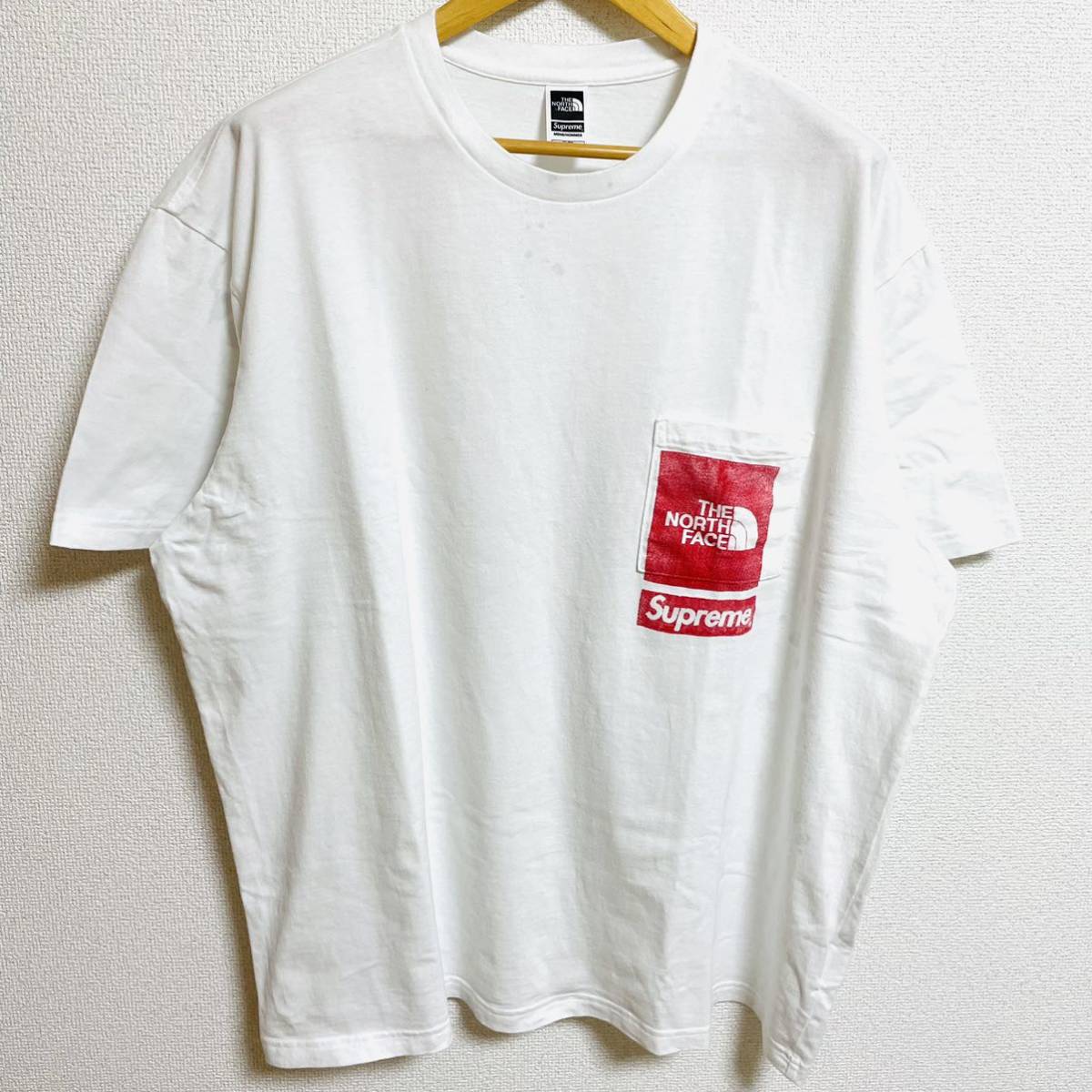 Supreme The North Face Printed Pocket Tee White Red XL 23ss 2023年
