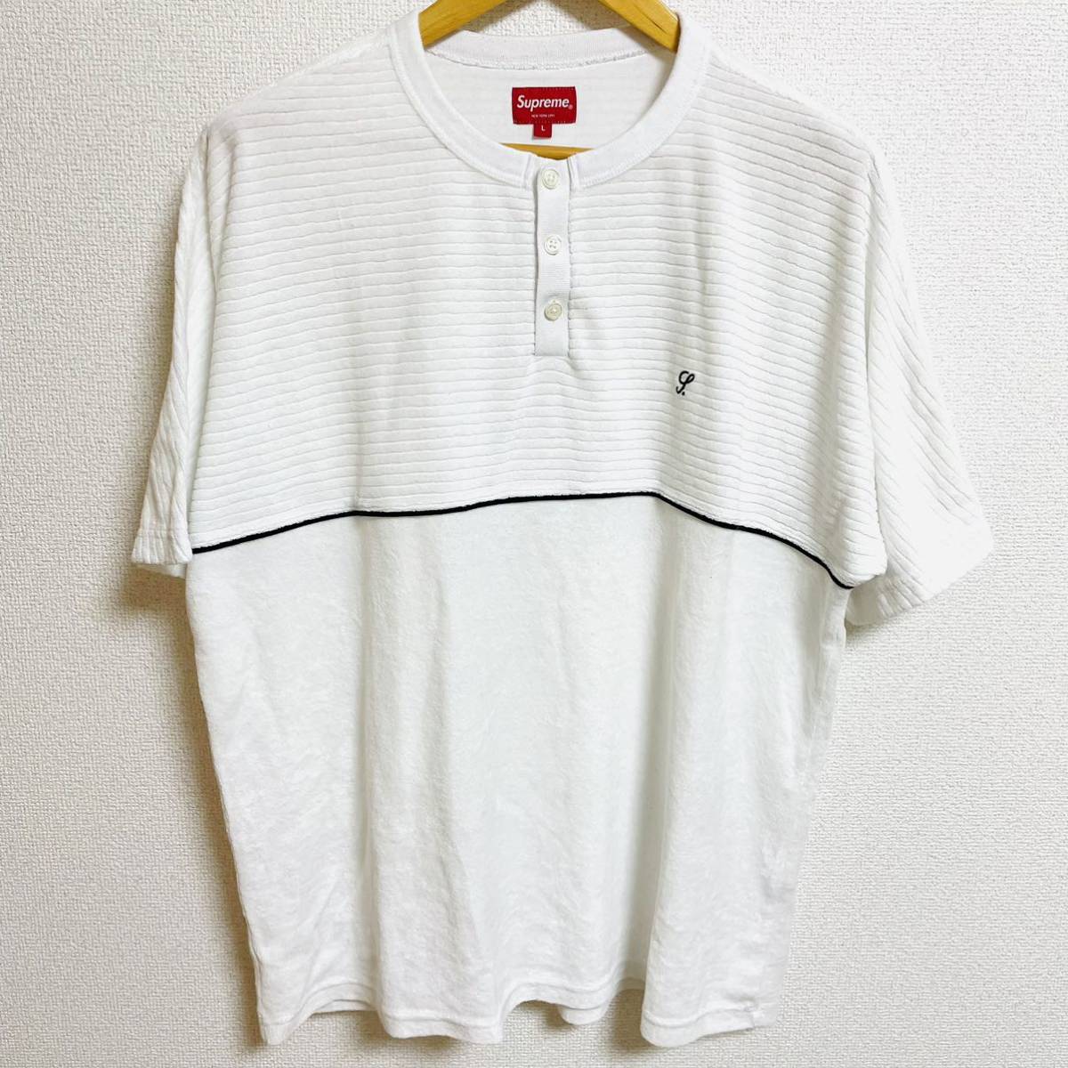 Supreme Terry S/S Henley Top Tee White L 20ss 2020年 白 ホワイト テリー ショートスリーブ ヘンリー トップ ラグラン