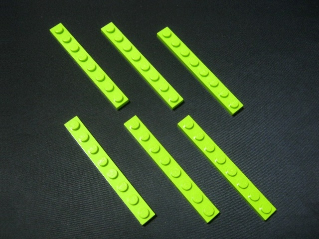 凸レゴ凸　%3460　1x8プレート（黄緑）　6個_画像1