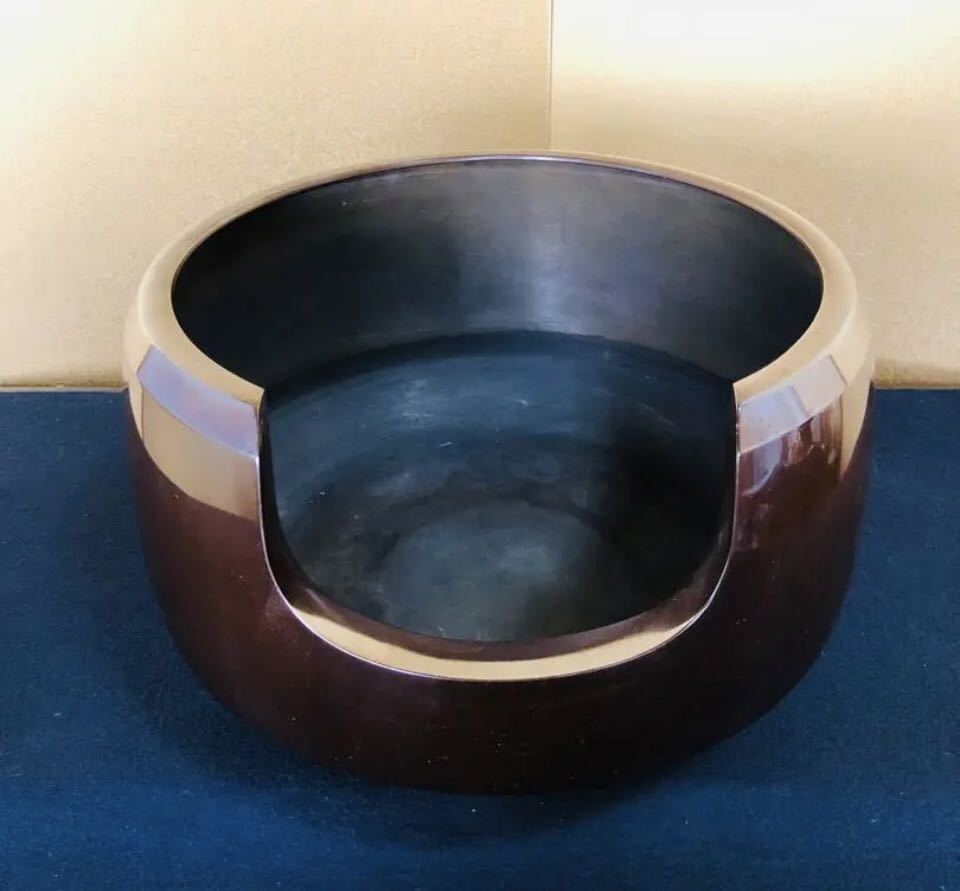 R》茶道具 唐銅面取風炉 【金森紹栄/七宝筒釜 清光】共箱 Z-