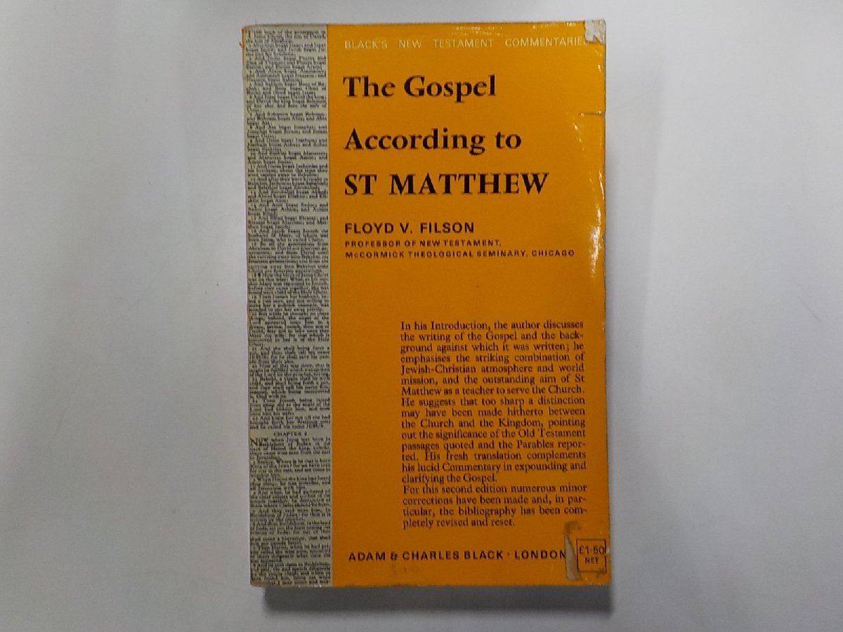 4K0539◆THE GOSPEL ACCORDING TO ST. MATTHEW FLOYD V.FILSON ADAM & CHARLES BLACK(ク）_画像1