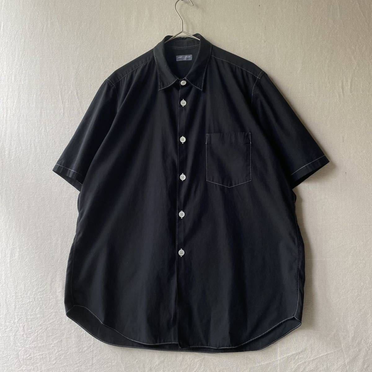 【後染め】COMME des GARCONS HOMME シャツ / コットン ブラック 半袖 ビンテージ 90s 00s 田中オム T3-06028-1638