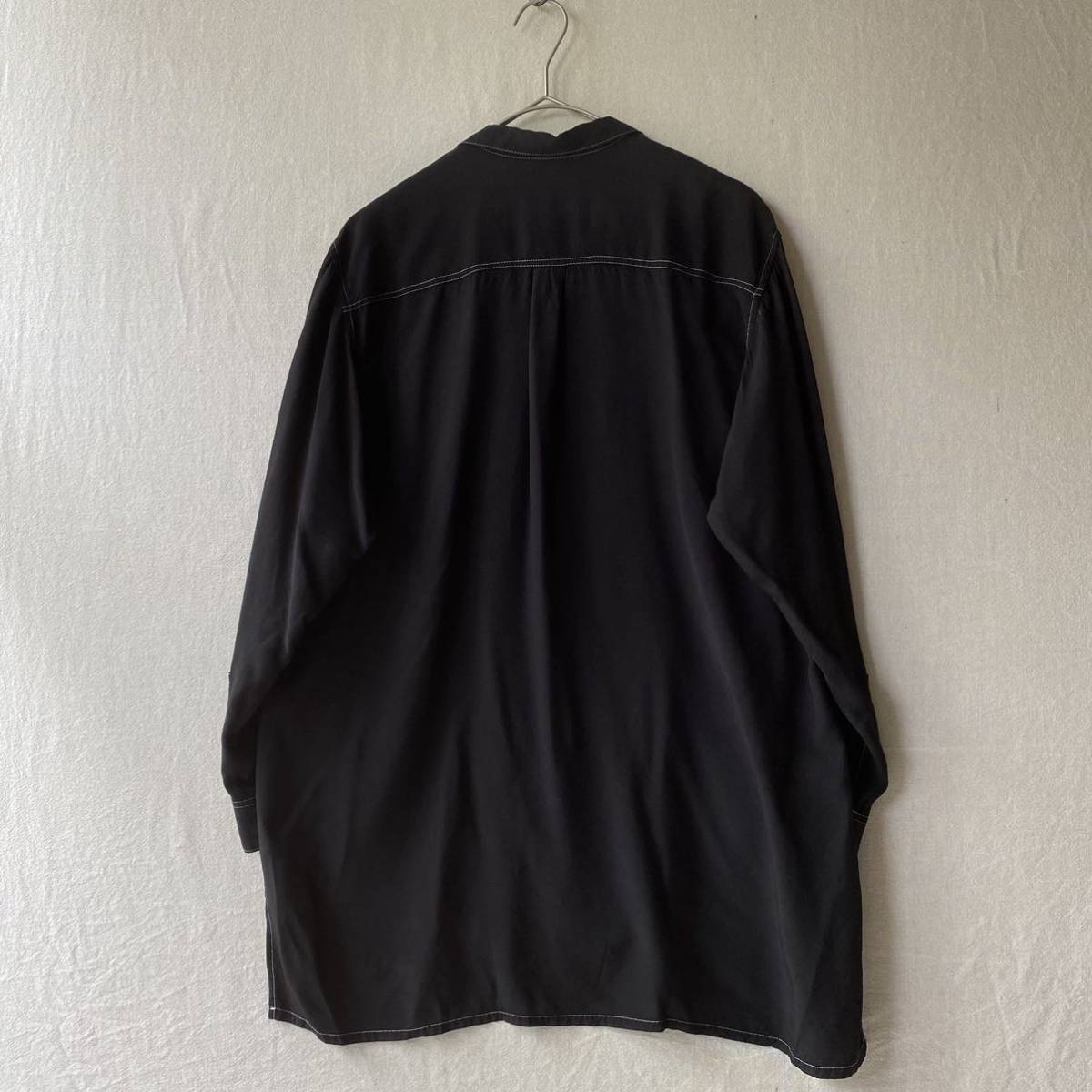 【後染め】Y's レーヨン シャツ / レディース シルク ブラック オープンカラー ビンテージ 90s Yohji Yamamoto T2-12050-91089 sale_画像2