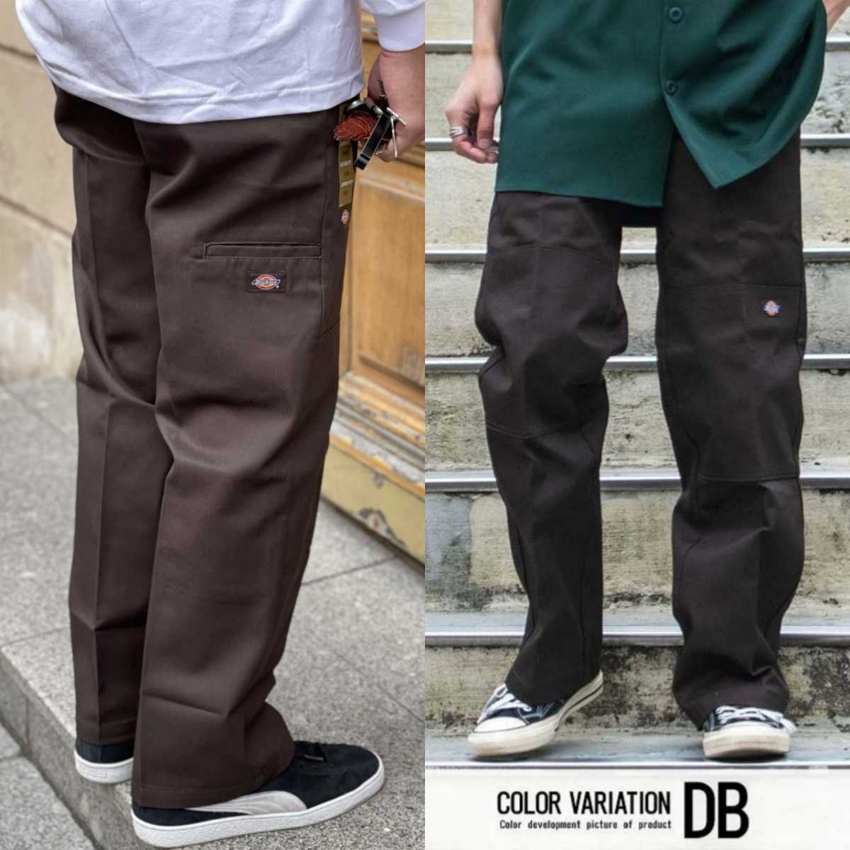 新品未使用 ディッキーズ USモデル ダブルニー ワークパンツ ダークブラウン チノパン Dickies 85283 W38×L32 DB_画像3