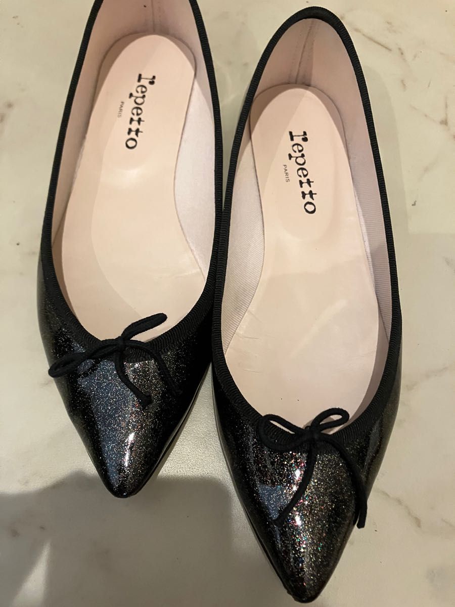 repetto レペット38 ブラック　ラメ　パンプス